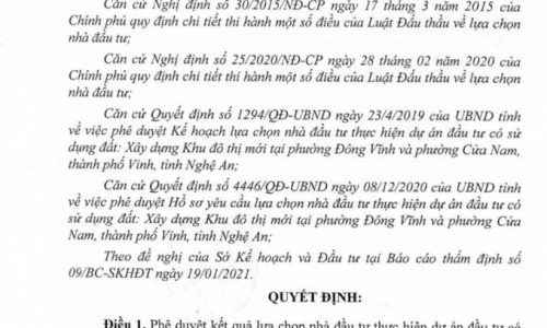 Doanh nghiệp nào trúng dự án khu đô thị hơn 4.000 tỷ tại Nghệ An