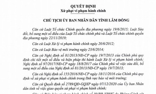 Xả chất thải nguy hại vào môi trường, Công ty Cổ phần Xây dựng số 1 Lâm Đồng bị phạt