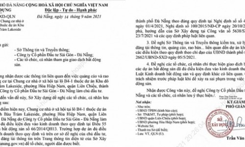 Đà Nẵng cảnh báo giao dịch tại dự án Asiana và dự án Khu đô thị Xanh Bàu Tràm Lakeside