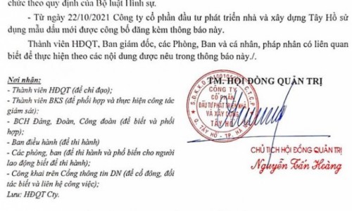 Bị miễn nhiệm, cựu Tổng giám đốc Công ty Tây Hồ vẫn giữ con dấu Công ty