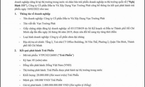 Dòng vốn hàng chục nghìn tỷ từ trái phiếu đổ về dự án Khu đô thị Việt Phát