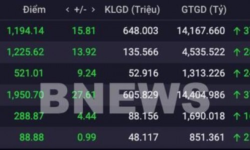 VN-Index phủ sắc xanh, tăng gần 16 điểm