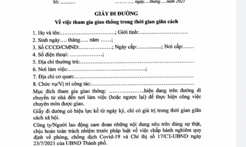 Hà Nội ban hành mẫu giấy đi đường cho người đủ điều kiện trong thời gian giãn cách xã hội