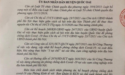 Quốc Oai, Hà Nội: 21 doanh nghiệp bị đình chỉ vì vi phạm quy định phòng dịch Covid-19