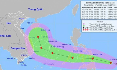 Bão Rai giật cấp 16 đang tiến vào Biển Đông, miền Bắc đón không khí lạnh tăng cường