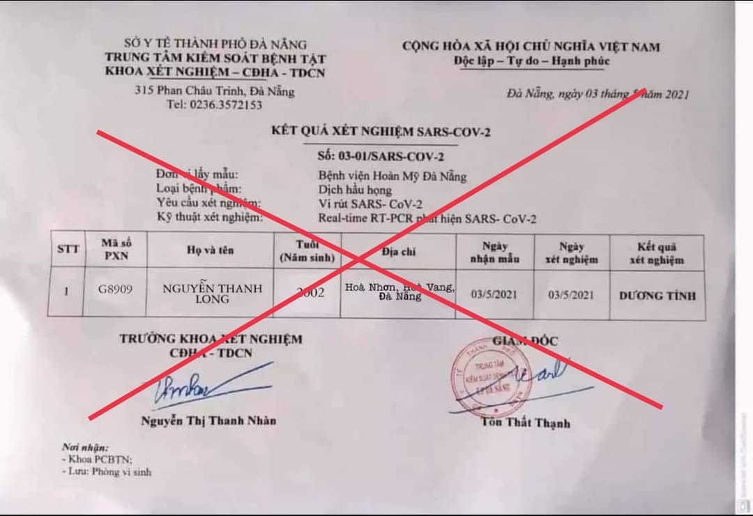Xử phạt người đăng kết quả xét nghiệm COVID-19 giả lên mạng xã hội