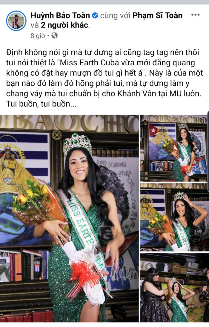 NTK Việt lên tiếng tố Miss Earth Cuba mặc đồ đạo nhái