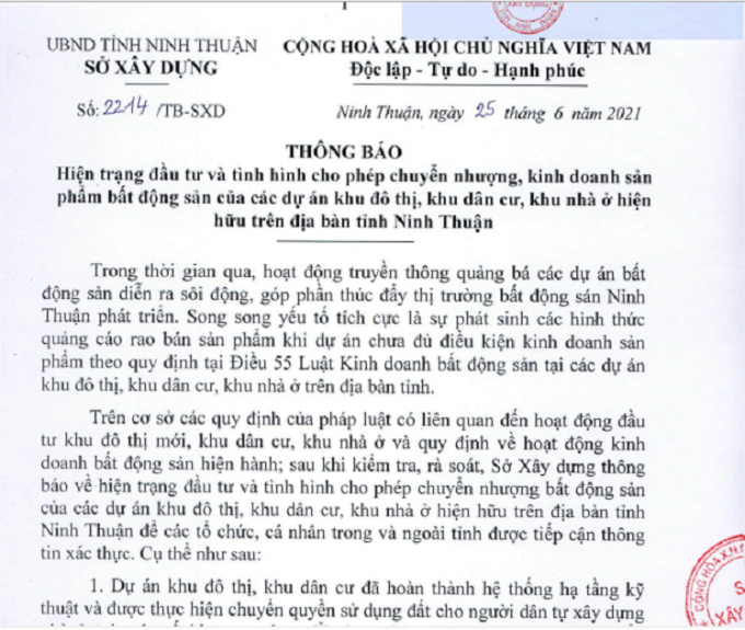 Ninh Thuận: Nhiều dự án chưa đủ điều kiện kinh doanh bất động sản nhưng vẫn bán hàng