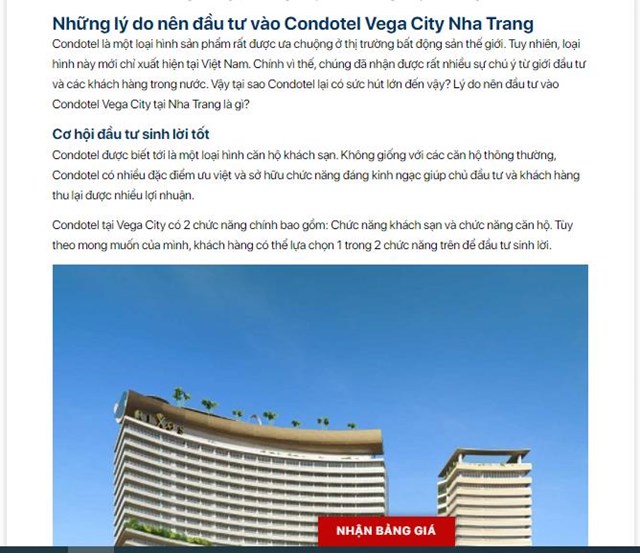 Băn khoăn gần 2.000 căn hộ khách sạn tại dự án Vega City Nha Trang có phải là condotel hay không?