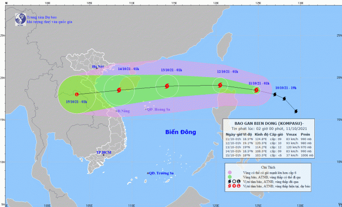 Không khí lạnh gây mưa ở Bắc Bộ, bão Kompasu giật cấp 11 chuẩn bị vào biển Đông