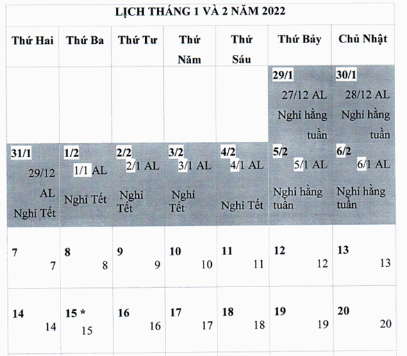 Bộ Lao động đề xuất phương án nghỉ Tết Nguyên đán 2022 kéo dài 9 ngày