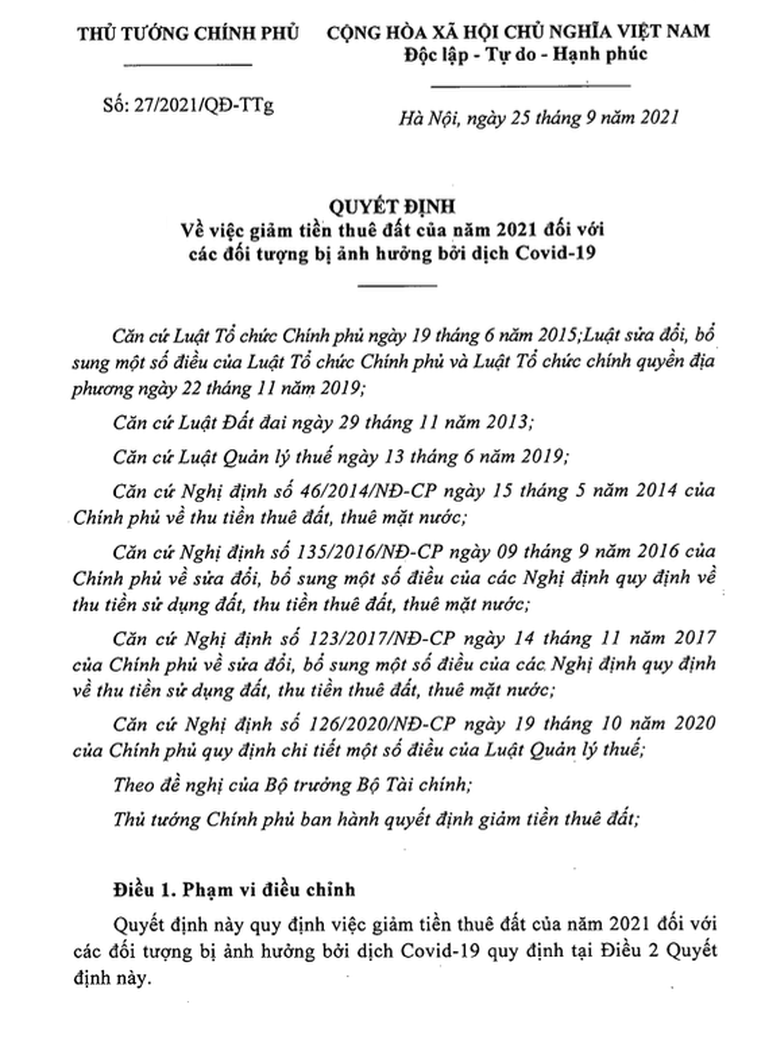 Hà Nội: Đối tượng nào được giảm 30% tiền thuê đất theo Quyết định của Chính phủ?