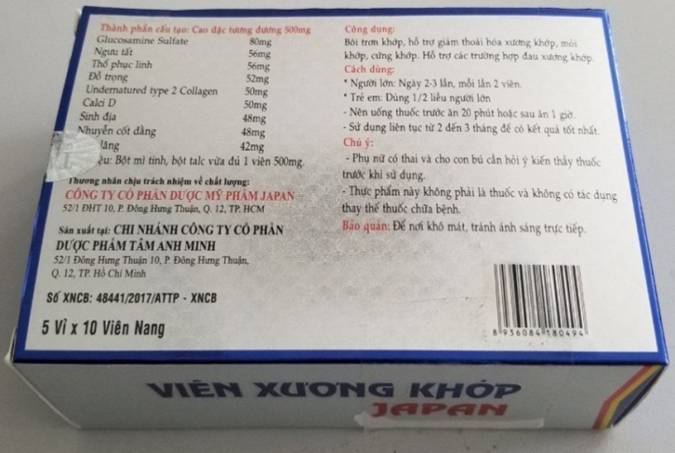 Cảnh báo: Viên xương khớp Japan và Viên nang Gân Cốt Hoàn chứa chất cấm Diclofenac